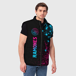 Мужской жилет Ramones - neon gradient по-вертикали, цвет: 3D-черный — фото 2