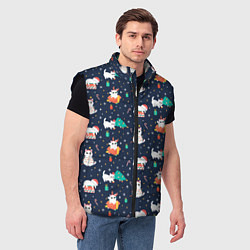 Мужской жилет Pattern with new years cats, цвет: 3D-черный — фото 2