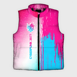 Мужской жилет Cyberpunk 2077 neon gradient style по-вертикали, цвет: 3D-черный