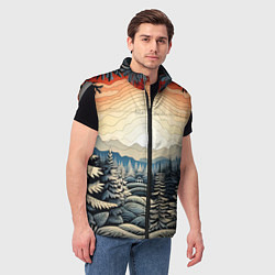 Мужской жилет Искрящиеся снежинки в вальсе волшебства, цвет: 3D-светло-серый — фото 2