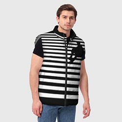 Мужской жилет Силуэт на чёрно белом полосы, цвет: 3D-светло-серый — фото 2