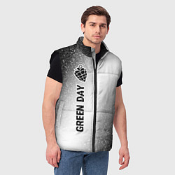 Мужской жилет Green Day glitch на светлом фоне по-вертикали, цвет: 3D-черный — фото 2