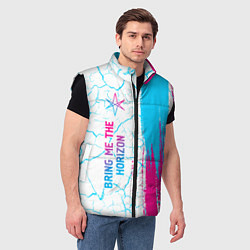 Мужской жилет Bring Me the Horizon neon gradient style по-вертик, цвет: 3D-черный — фото 2