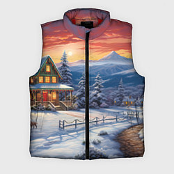 Мужской жилет Зимний праздник в сказочном городке, цвет: 3D-красный