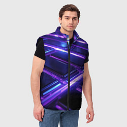 Мужской жилет Фиолетовые неоновые плиты, цвет: 3D-черный — фото 2