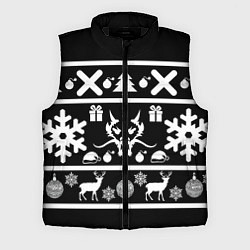 Мужской жилет Новогодняя ёлка олень и дракон, цвет: 3D-черный