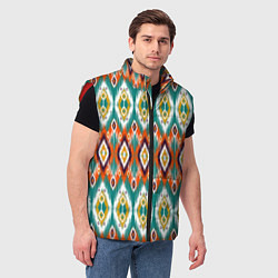 Мужской жилет Орнамент икат - имитация аткласной ткани, цвет: 3D-красный — фото 2