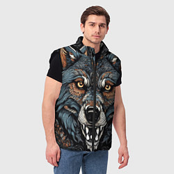 Мужской жилет Дикий волк с узорами, цвет: 3D-черный — фото 2