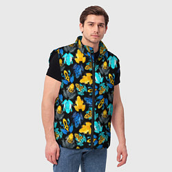 Мужской жилет Тропические лягушки, цвет: 3D-черный — фото 2