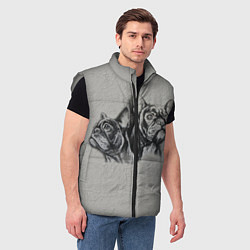Мужской жилет Французские бульдоги пара, цвет: 3D-светло-серый — фото 2