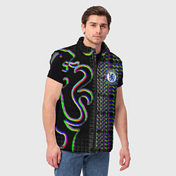 Мужской жилет Chelsea fc glitch, цвет: 3D-светло-серый — фото 2