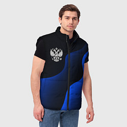 Мужской жилет Герб РФ - глубокий синий, цвет: 3D-черный — фото 2