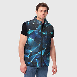 Мужской жилет Синее разбитое стекло, цвет: 3D-черный — фото 2