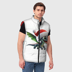 Мужской жилет Милый дракончик, в шапке деда мороза, цвет: 3D-красный — фото 2