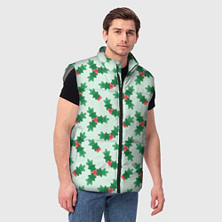 Мужской жилет Рождественская омела, цвет: 3D-светло-серый — фото 2
