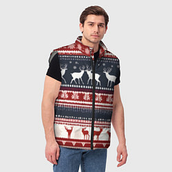 Мужской жилет Олени белые и красные свитер новогодний, цвет: 3D-светло-серый — фото 2