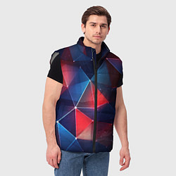 Мужской жилет Синяя геометрическая абстракция, цвет: 3D-светло-серый — фото 2