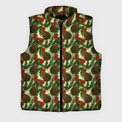 Мужской жилет Еловые шишки с клюквой, цвет: 3D-черный