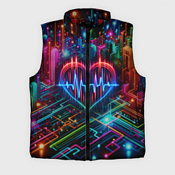 Мужской жилет Неоновое сердце - кардиограмма, цвет: 3D-красный