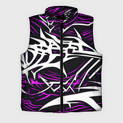 Мужской жилет Белые и розовые агрессивные линии на чёрном фоне, цвет: 3D-черный