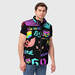 Мужской жилет 6ix9ine logo rap bend, цвет: 3D-красный — фото 2