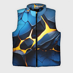 Мужской жилет Желтая лава на синих плитах, цвет: 3D-черный
