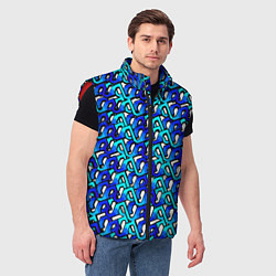 Мужской жилет Синий узор и чёрная обводка, цвет: 3D-красный — фото 2