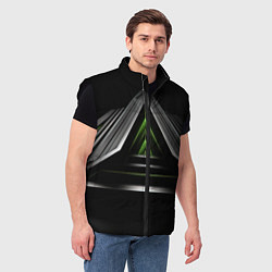 Мужской жилет Black green abstract nvidia style, цвет: 3D-черный — фото 2
