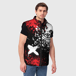 Мужской жилет Тойота на фоне граффити и брызг красок, цвет: 3D-черный — фото 2