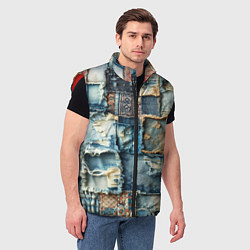 Мужской жилет Деним пэчворк-ржавчина, цвет: 3D-красный — фото 2