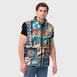 Мужской жилет Пэчворк джинсы в Азербайджане, цвет: 3D-черный — фото 2
