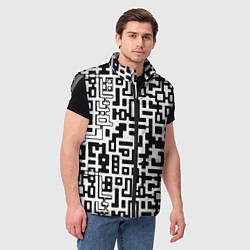 Мужской жилет Чёрно-белая глитч инфекция, цвет: 3D-светло-серый — фото 2