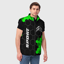 Мужской жилет Citroen green sport hexagon, цвет: 3D-черный — фото 2