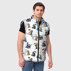 Мужской жилет Котики и шахматы белый, цвет: 3D-светло-серый — фото 2