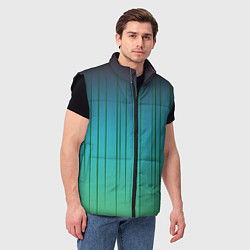 Мужской жилет Хаотичные зеленые линии, цвет: 3D-черный — фото 2