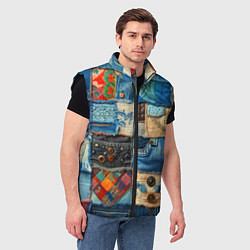 Мужской жилет Vanguard denim patchwork - ai art, цвет: 3D-черный — фото 2