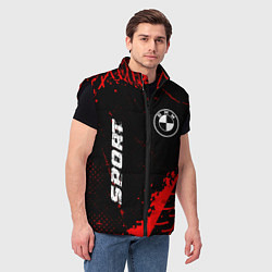 Мужской жилет BMW red sport tires, цвет: 3D-черный — фото 2