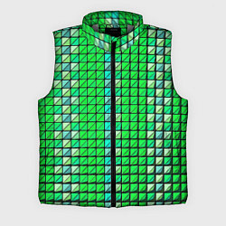 Мужской жилет Зелёные плитки и чёрная обводка, цвет: 3D-светло-серый