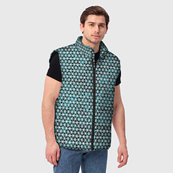 Мужской жилет Бирюзовый в белую сетку паттерн, цвет: 3D-черный — фото 2