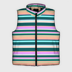 Мужской жилет Полосатый оранжево-бирюзовый, цвет: 3D-черный
