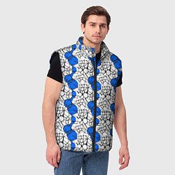 Мужской жилет Нейрографический узор из синих кругов и овалов, цвет: 3D-черный — фото 2