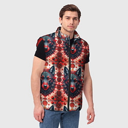 Мужской жилет Серые волки на красном фоне, цвет: 3D-красный — фото 2