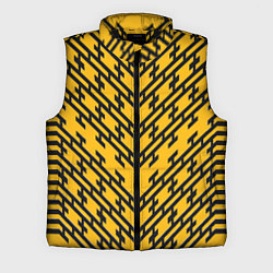 Мужской жилет Чёрные полосы на жёлтом фоне, цвет: 3D-черный