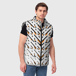 Мужской жилет Чёрные и жёлтые полосы на белом фоне, цвет: 3D-светло-серый — фото 2