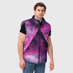Мужской жилет Пирамида в космосе абстракции, цвет: 3D-светло-серый — фото 2