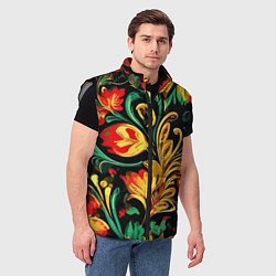 Мужской жилет Хохлома акварель, цвет: 3D-светло-серый — фото 2