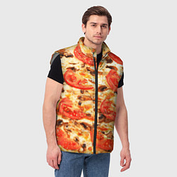 Мужской жилет Пицца с грибами и томатом - текстура, цвет: 3D-светло-серый — фото 2