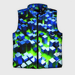 Мужской жилет Синие блоки в зеленом тумане, цвет: 3D-светло-серый