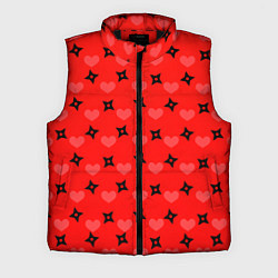 Мужской жилет Сюрикены и сердечки: красный