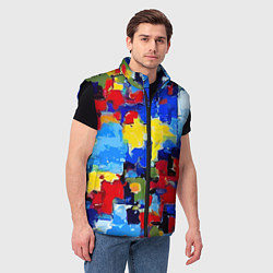 Мужской жилет Смелые мазки яркой краски - нейросеть, цвет: 3D-черный — фото 2